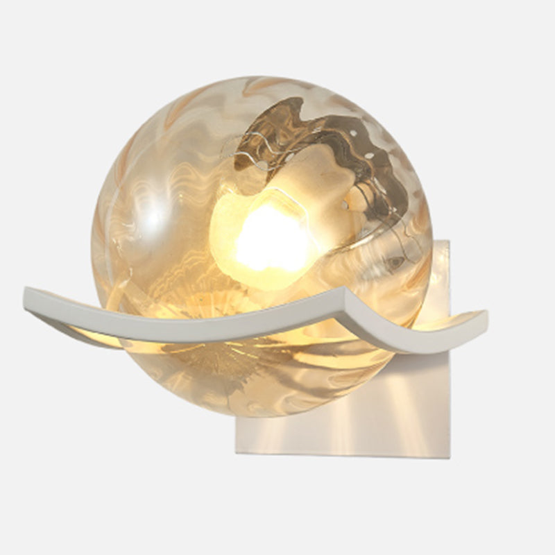 Spherical Bedroom Wall Light Sconce Glass Contemporary Style Sconce Light Fixture