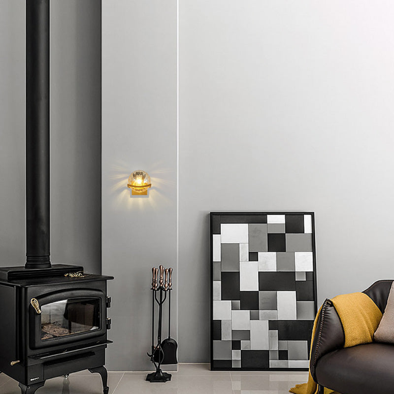 Spherical Bedroom Wall Light Sconce Glass Contemporary Style Sconce Light Fixture