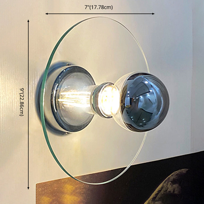 Circle Sconce Light Fixture Contemporary-Style Glass Clear Wall Lighting Fixture