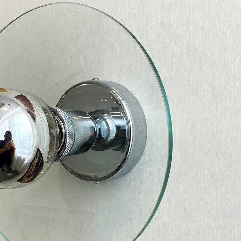 Circle Sconce Light Fixture Contemporary-Style Glass Clear Wall Lighting Fixture
