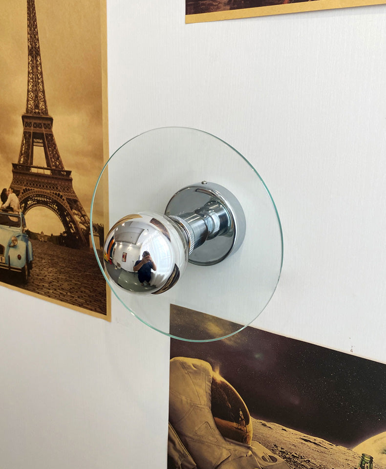 Circle Sconce Light Fixture Contemporary-Style Glass Clear Wall Lighting Fixture