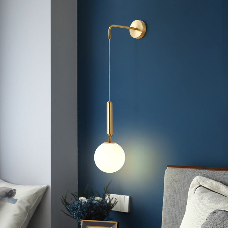 Glass Orb Wall Mounted Light Fixture Simplicity Style Wall Light Sconce for Bedroom