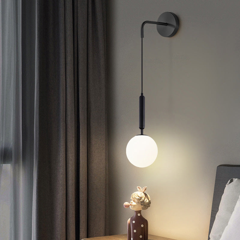 Glass Orb Wall Mounted Light Fixture Simplicity Style Wall Light Sconce for Bedroom