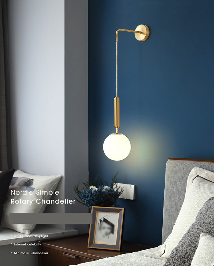 Glass Orb Wall Mounted Light Fixture Simplicity Style Wall Light Sconce for Bedroom