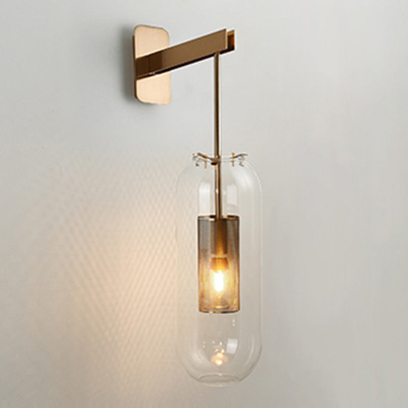 Shaded Living Room Wall Sconce Lighting Glass Minimalist Style Sconce Light Fixture