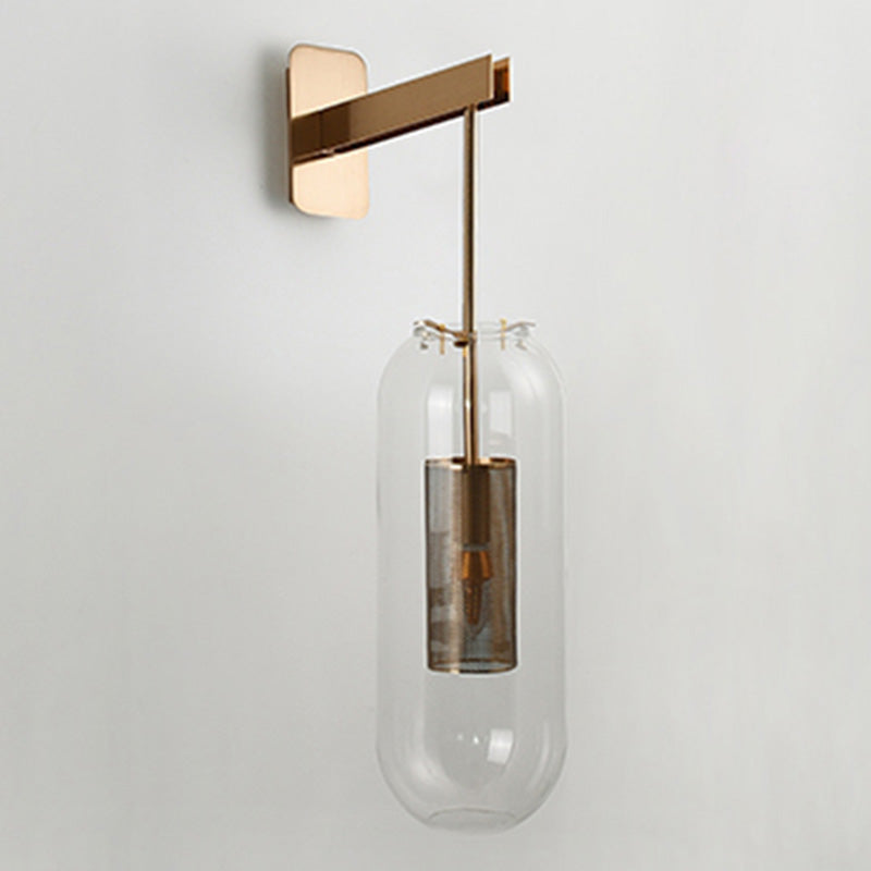 Shaded Living Room Wall Sconce Lighting Glass Minimalist Style Sconce Light Fixture