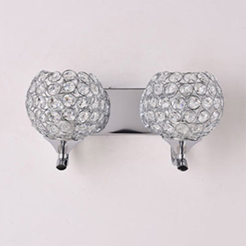 Globe Sconce Lamp Contemporary Crystal 2-Light Bedroom Wall Mount Light