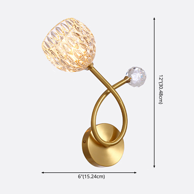 Brass Ball Shaped Wall Lighting Modern 1 Bulb Crystal Wall Mount Lamp for Bedroom