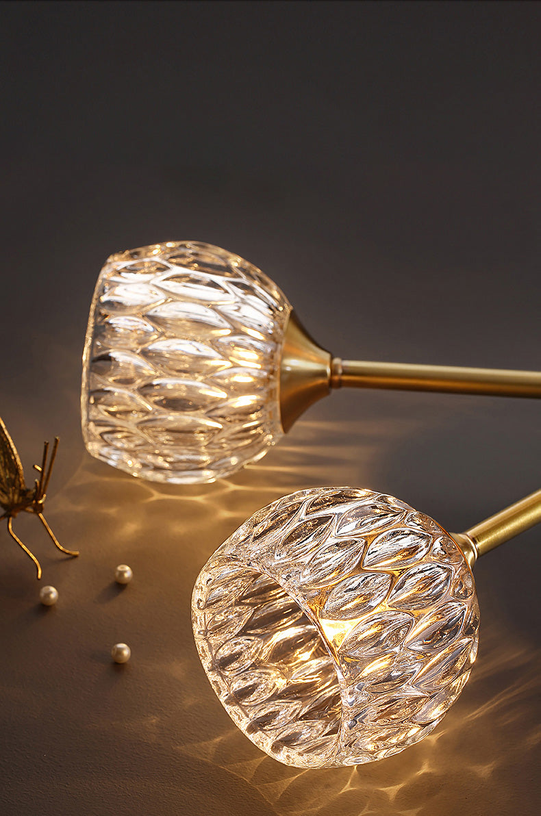 Brass Ball Shaped Wall Lighting Modern 1 Bulb Crystal Wall Mount Lamp for Bedroom