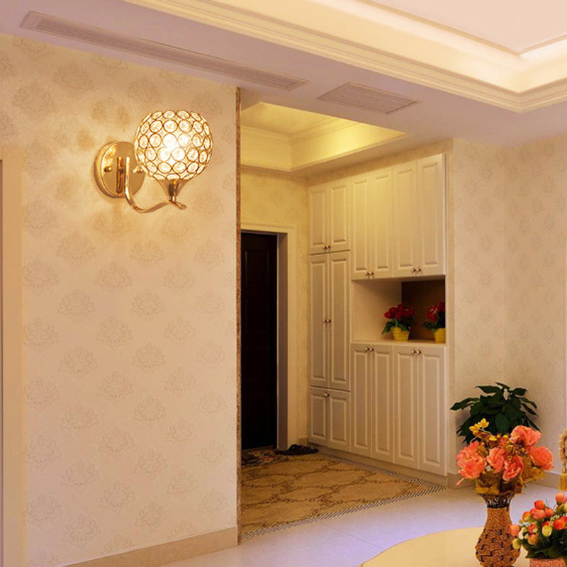 Gouden kristallen kogelwand SCONCE LICHTING Minimalistisch 1-licht muur gemonteerd licht voor woonkamer