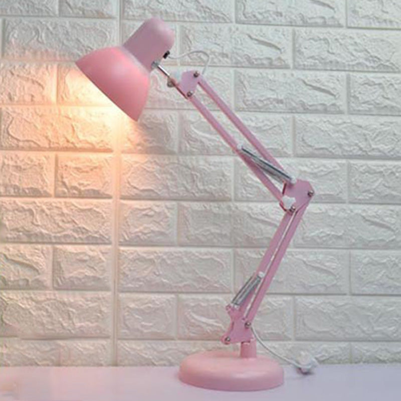 Pink Swing Arm Task Lamp Macaron 1 Kopfmetall Schreibtisch Licht mit Schalenschatten