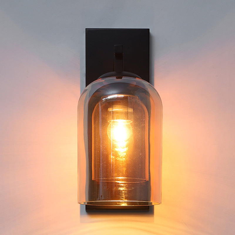 Contemporary Style Shaded Wall Lighting Fixture Glass Bedroom Wall Sconce Lighting