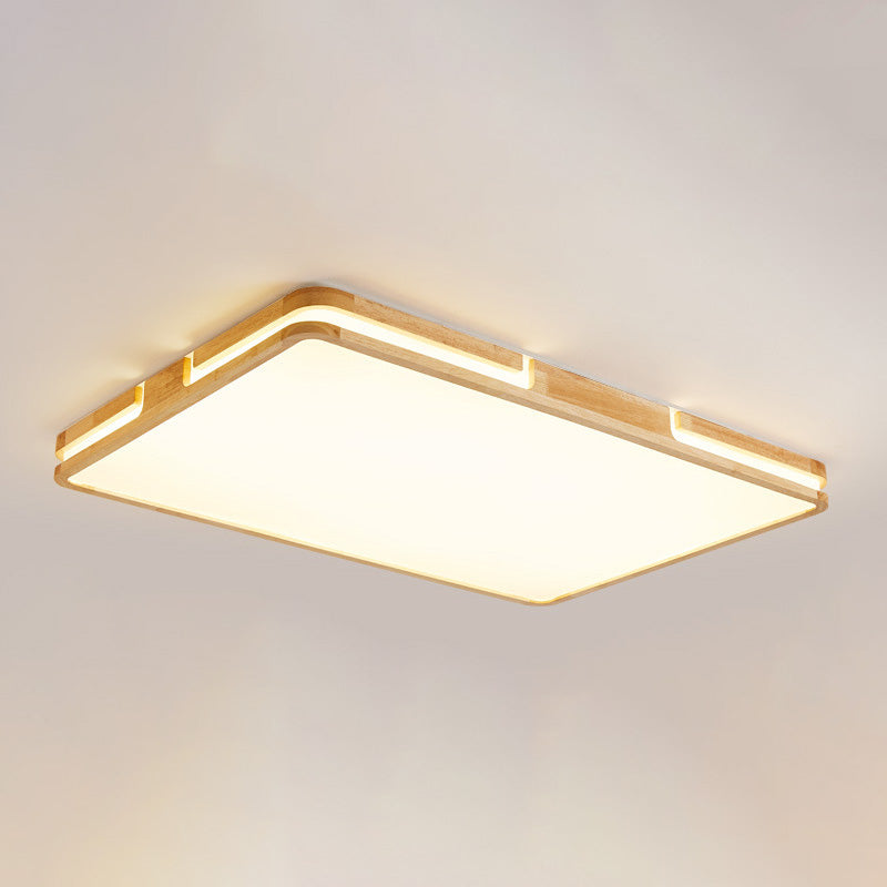 Plafoniere quadrate da incasso con arte del legno per soggiorno