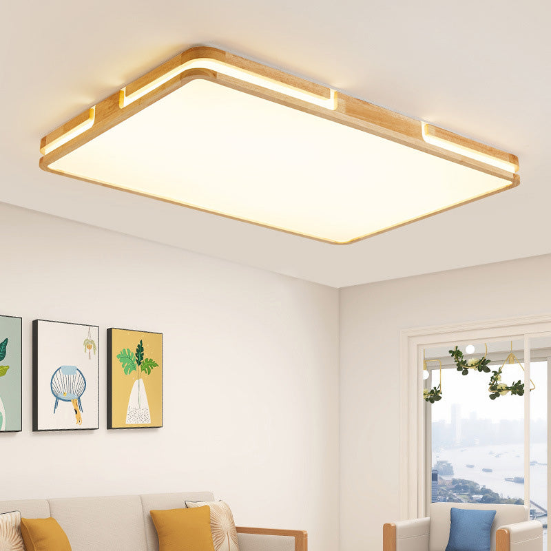 Plafoniere quadrate da incasso con arte del legno per soggiorno