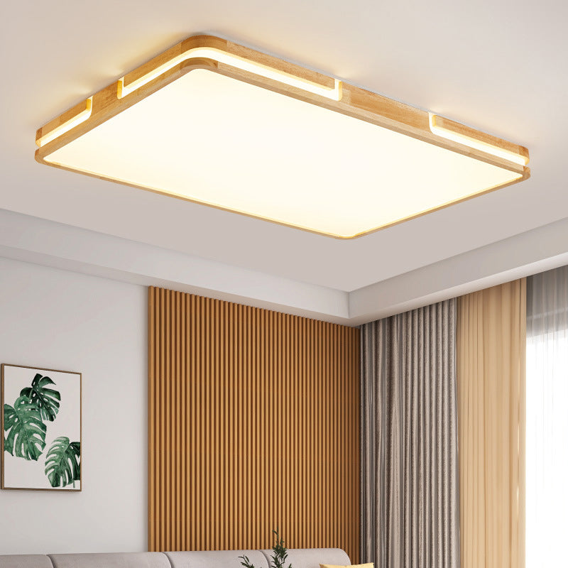 Plafoniere quadrate da incasso con arte del legno per soggiorno