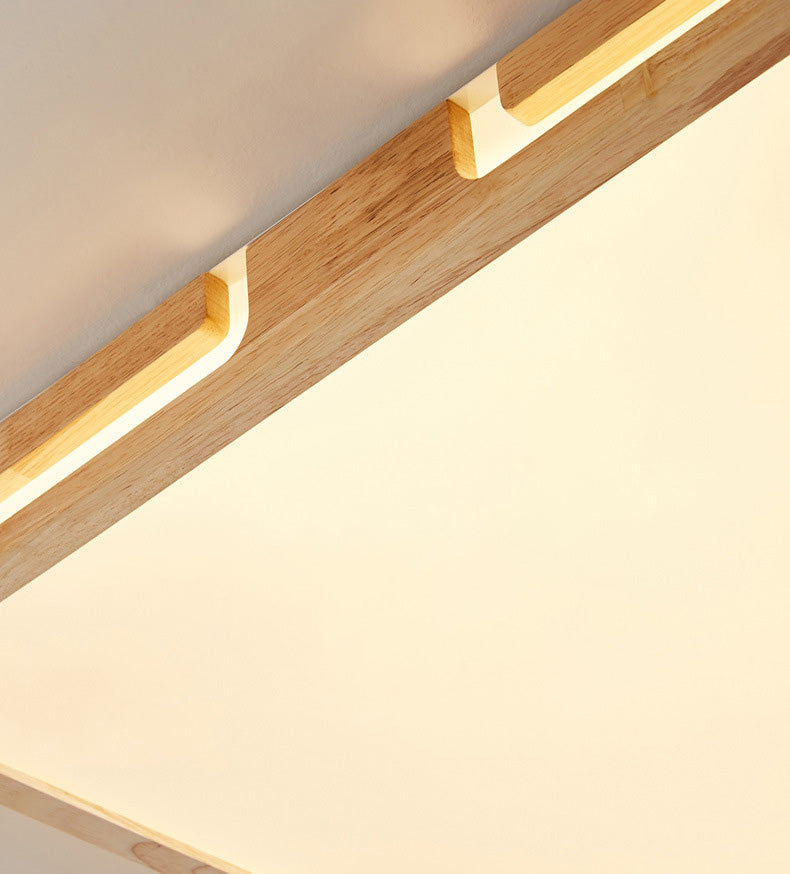 Plafoniere quadrate da incasso con arte del legno per soggiorno