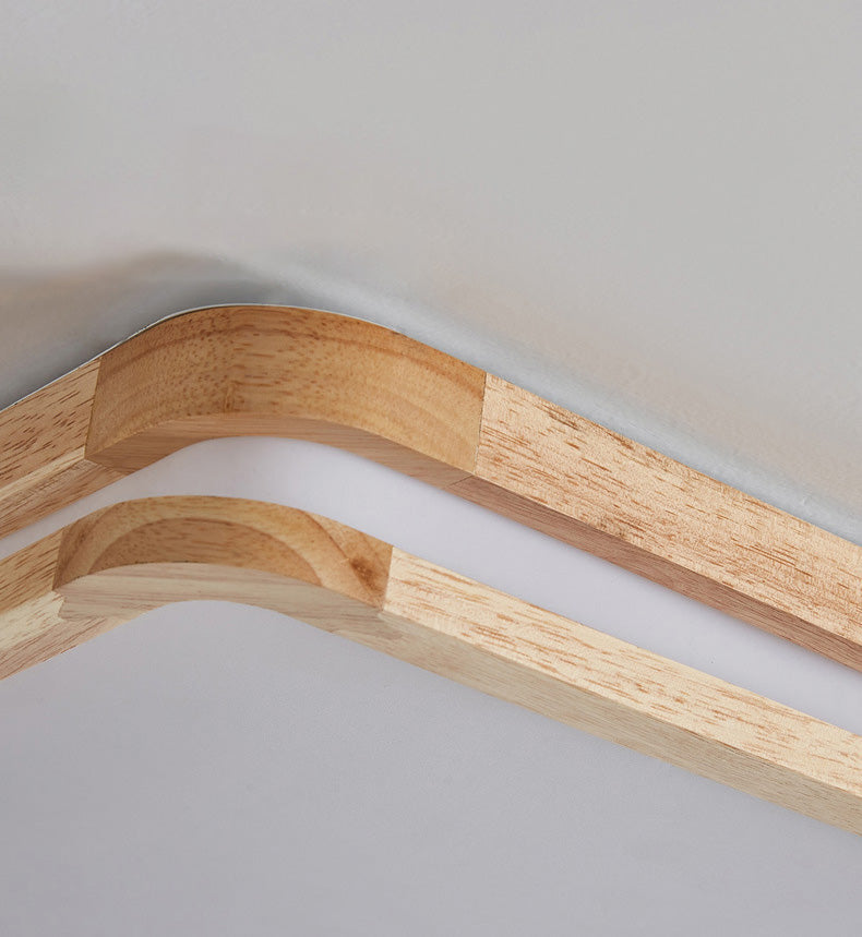 Plafoniere quadrate da incasso con arte del legno per soggiorno