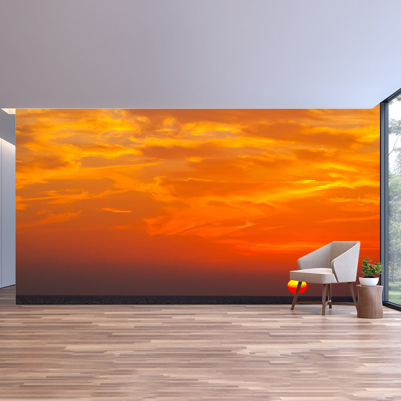 Orange Sunset Mural Modern Wall Covering Stain Resistant, Made to Measure