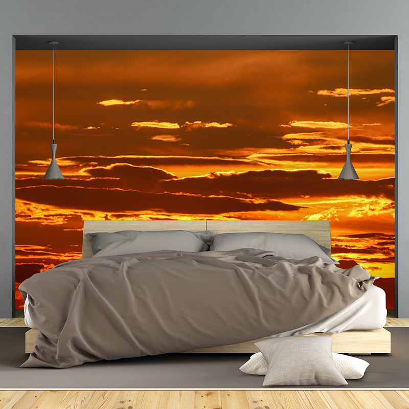 Orange Sunset Mural Modern Wall Covering Stain Resistant, Made to Measure