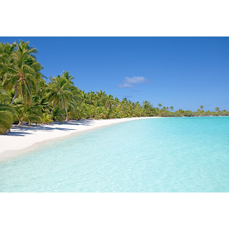 Tropical Style Blue Sandy Beach Wall Covering Waterproofing, Made to Measure