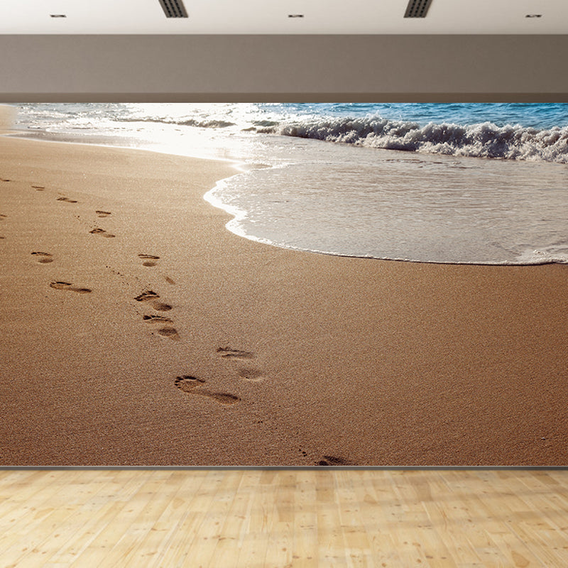 Tropical Style Blue Sandy Beach Wall Covering Waterproofing, Made to Measure