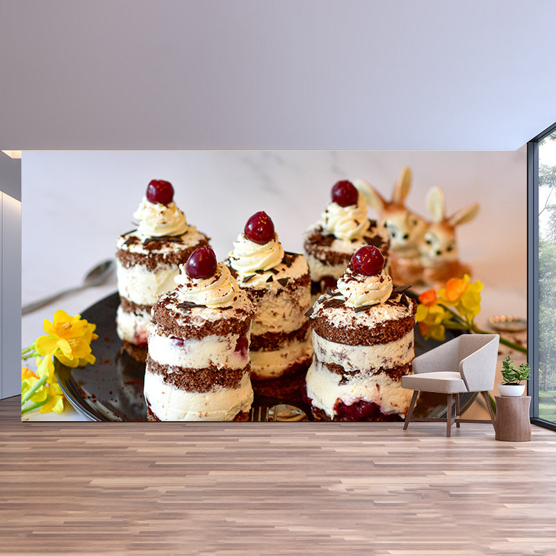 Different Desserts Cake Mural Wallpaper for Dessert Shop, Made to Measure