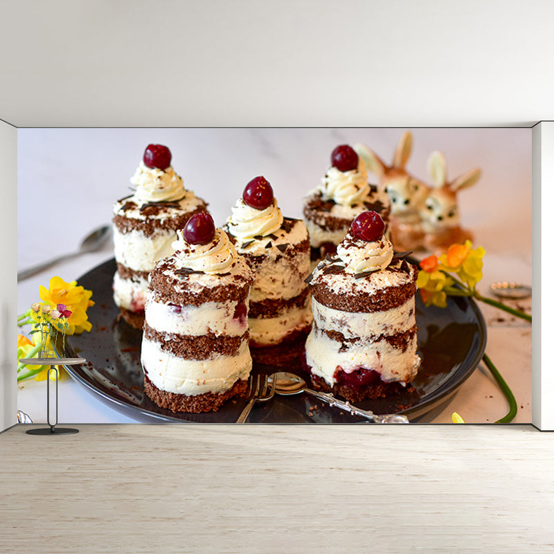 Different Desserts Cake Mural Wallpaper for Dessert Shop, Made to Measure