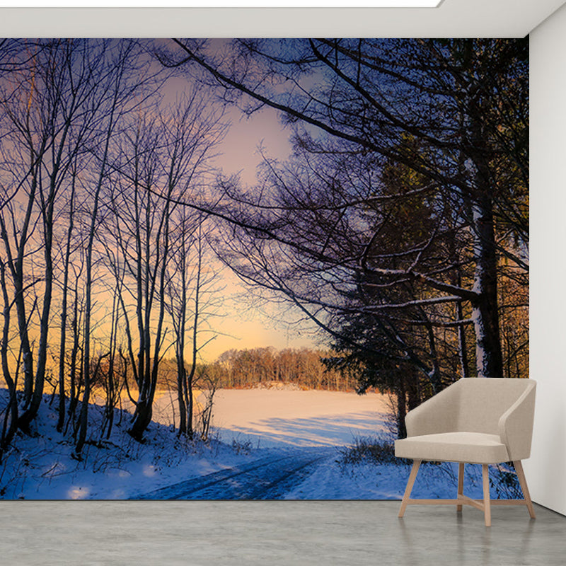 Forest Scenery Wall Mural Simple Moisture Resistant Wall Decor for Living Room