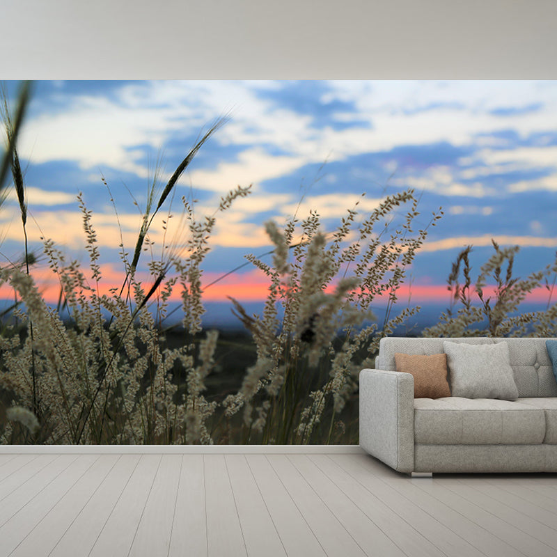 Grass Plants Wall Mural Water Resistant Wall Decor for Bedroom, Custom Size Available