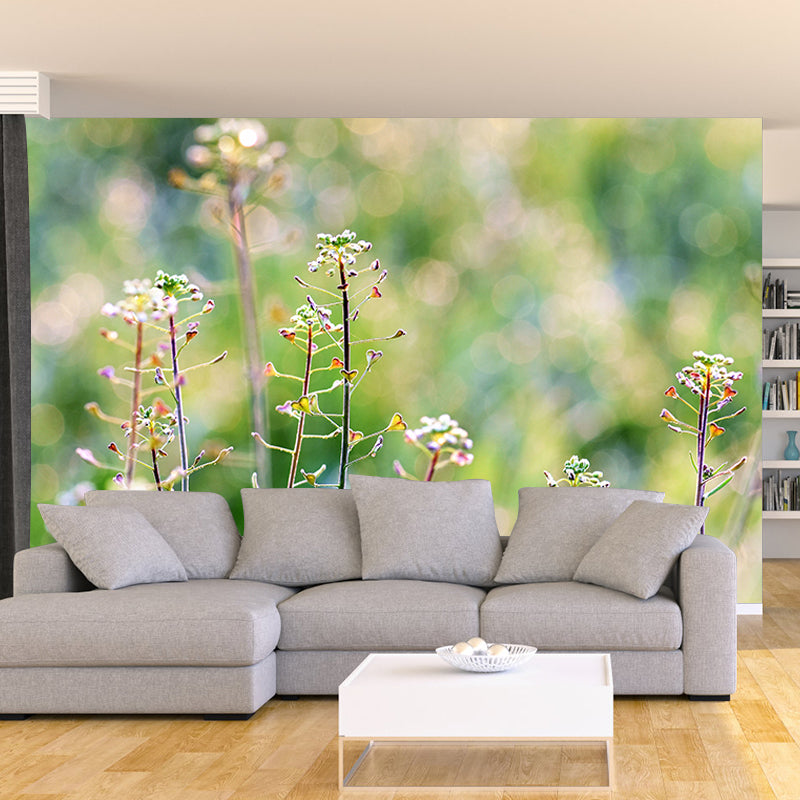 Grass Plants Wall Mural Water Resistant Wall Decor for Bedroom, Custom Size Available