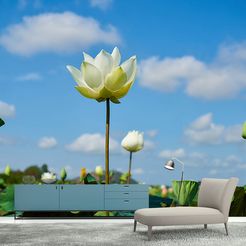 Lotus Flower Murals for Living Room Personalized Wall Decor, Moisture Resistant