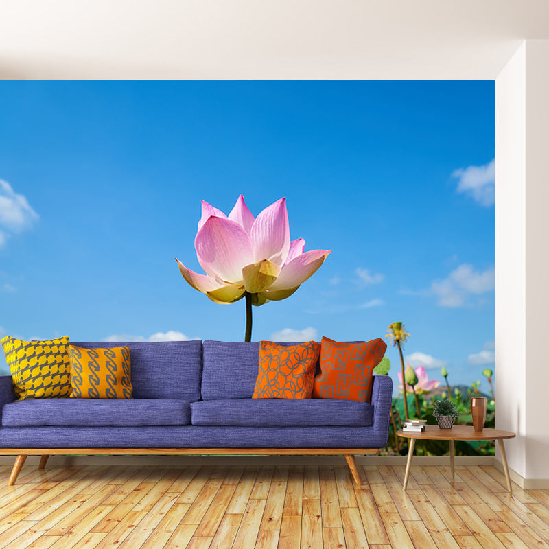 Lotus Flower Murals for Living Room Personalized Wall Decor, Moisture Resistant