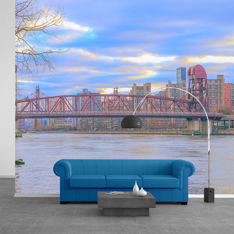 City Scenery Mural Stain Resistant Contemporary Wall Decor Living Room