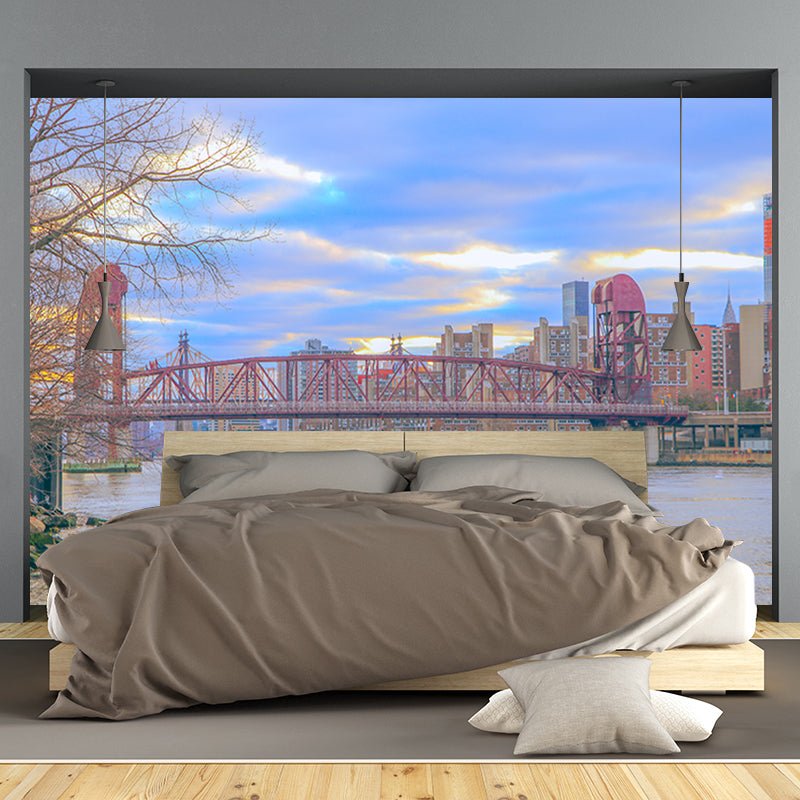 City Scenery Mural Stain Resistant Contemporary Wall Decor Living Room