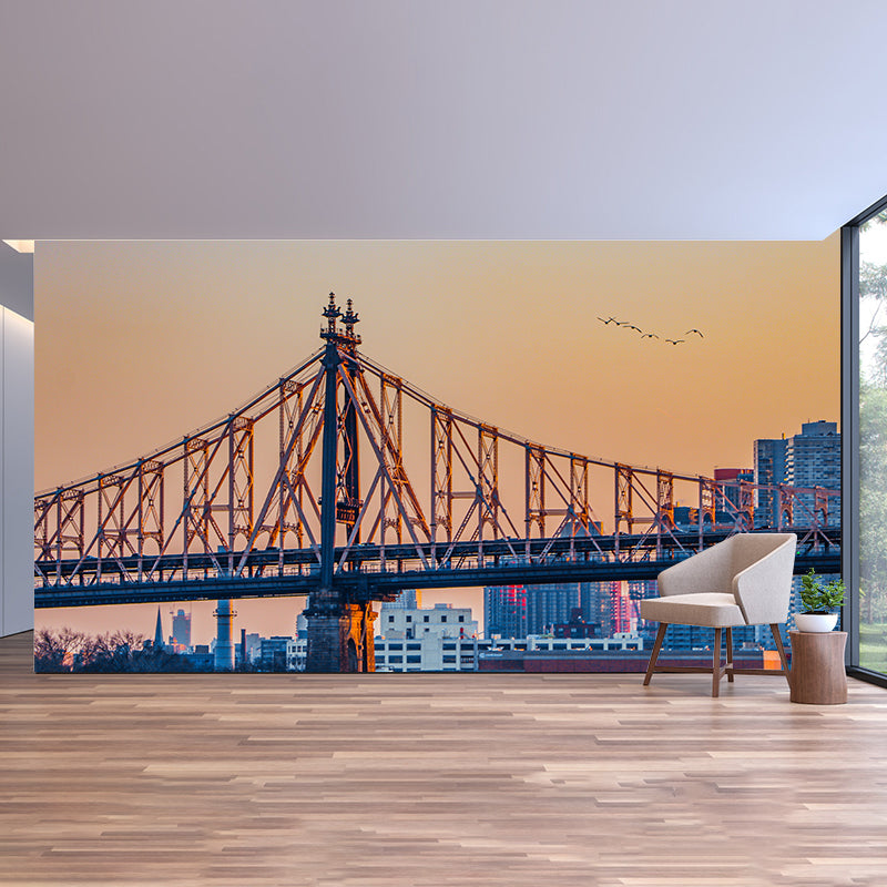 Developed City Wall Mural Decal for Meeting Room Stain Resistant, Personalized Size