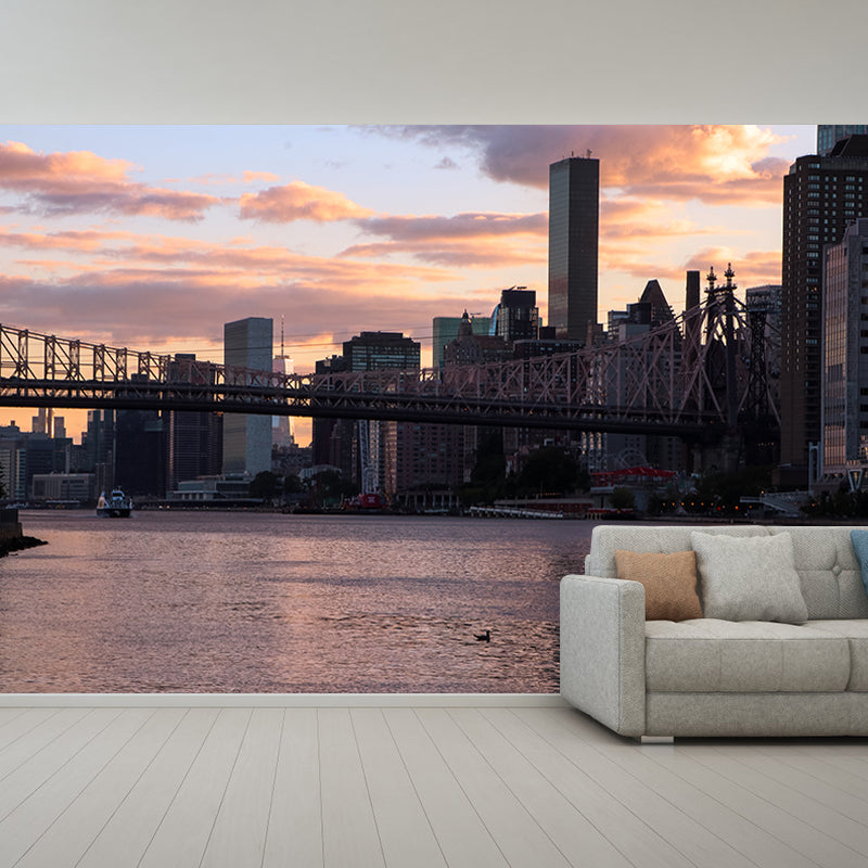 Developed City Wall Mural Decal for Meeting Room Stain Resistant, Personalized Size