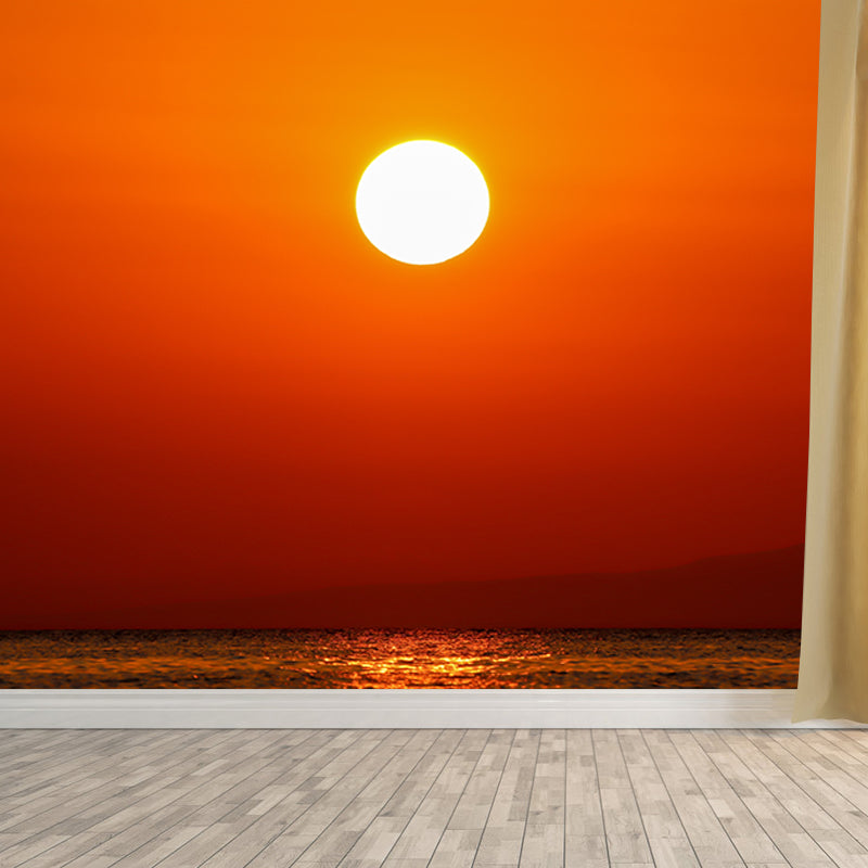 Sunrise And Sunset Wall Mural in Orange Living Room Wall Decor, Moisture Resistant