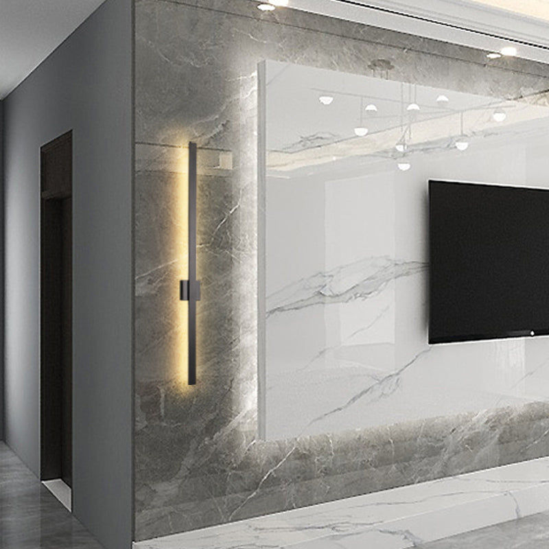 Lineare Schattenwandbeleuchtung moderner einfacher Stil 1 Licht Leuchten Licht in Schwarz und Gold