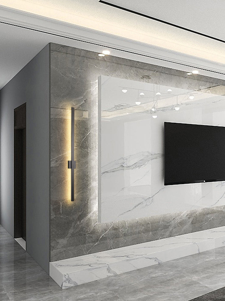 Lineare Schattenwandbeleuchtung moderner einfacher Stil 1 Licht Leuchten Licht in Schwarz und Gold