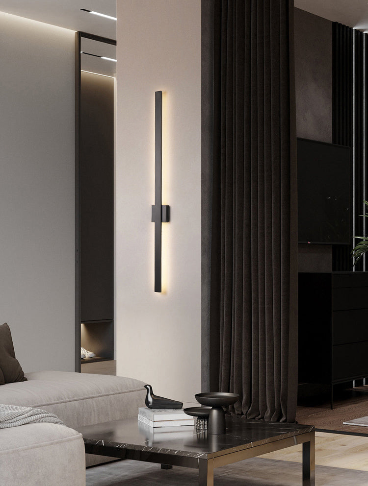 Lineare Schattenwandbeleuchtung moderner einfacher Stil 1 Licht Leuchten Licht in Schwarz und Gold