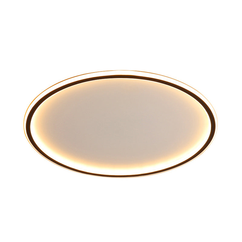 Nordic Style Disc LED Ceiling Lighting 16"/19.5"/23.5" Wide Aluminum Black Flush Lamp in Warm/White Light/Remote Control Stepless Dimming