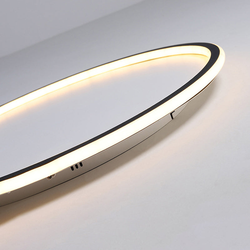 Nordic Style Disc LED Ceiling Lighting 16"/19.5"/23.5" Wide Aluminum Black Flush Lamp in Warm/White Light/Remote Control Stepless Dimming
