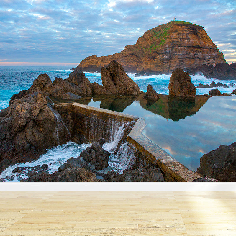 Atlantic Mural Nature Scenery Wall Covering in Light Color for Bathroom