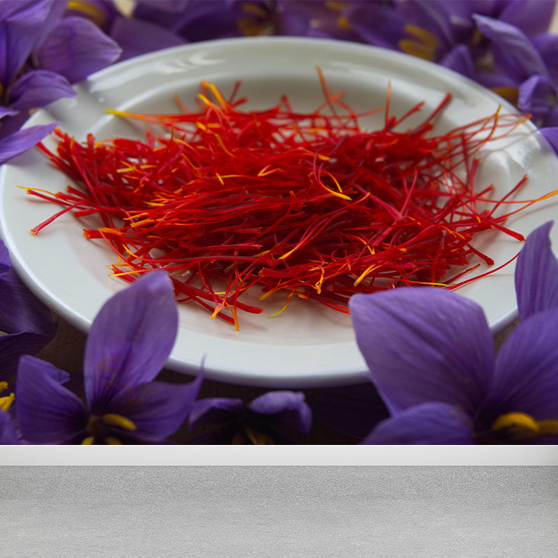 Wild Saffron Wall Mural Mildew Resistant Backsplash Wall Covering Kitchen Murals