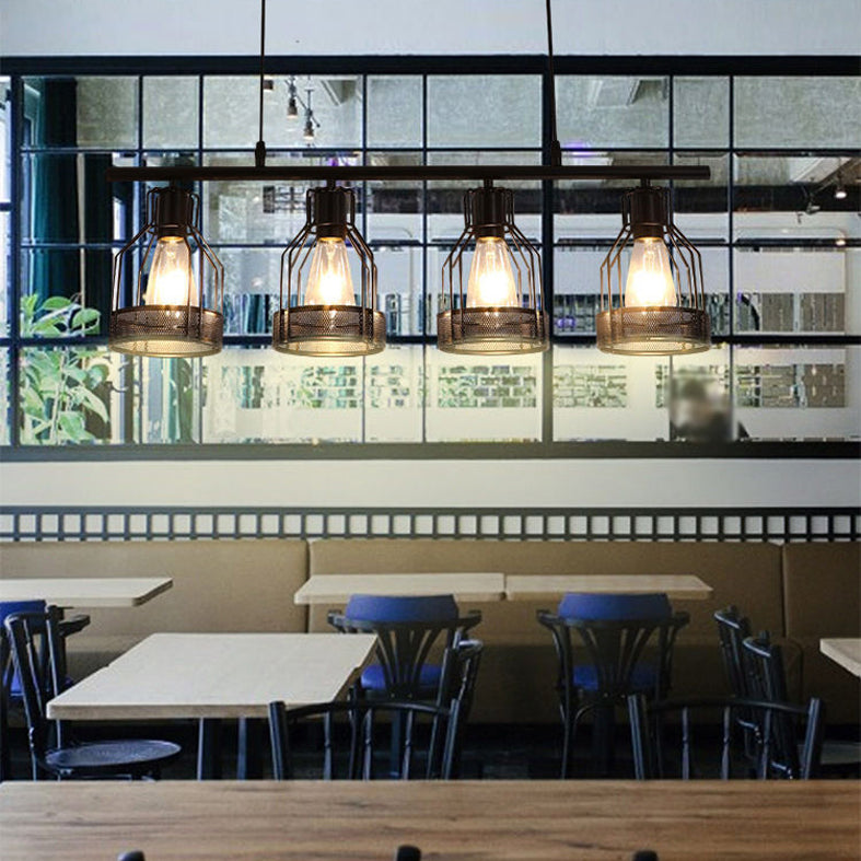 Cage Island Chandelier Lights Industrial Metal Chandelier Lighting Fixtures for Dining Table