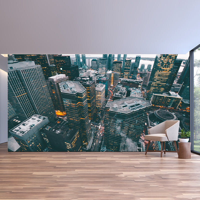 Vibrant Cityscapes Mural Decal Customized Contemporary Wall Covering for Bedroom