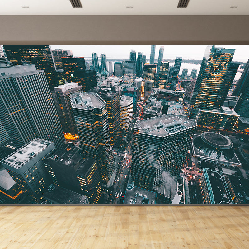 Vibrant Cityscapes Mural Decal Customized Contemporary Wall Covering for Bedroom