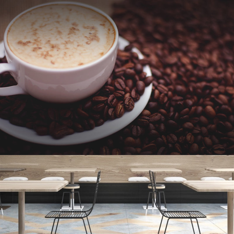 Mellow Coffee Modern Mural Stain Resistant Soft Color Wall Covering for Coffee Shop