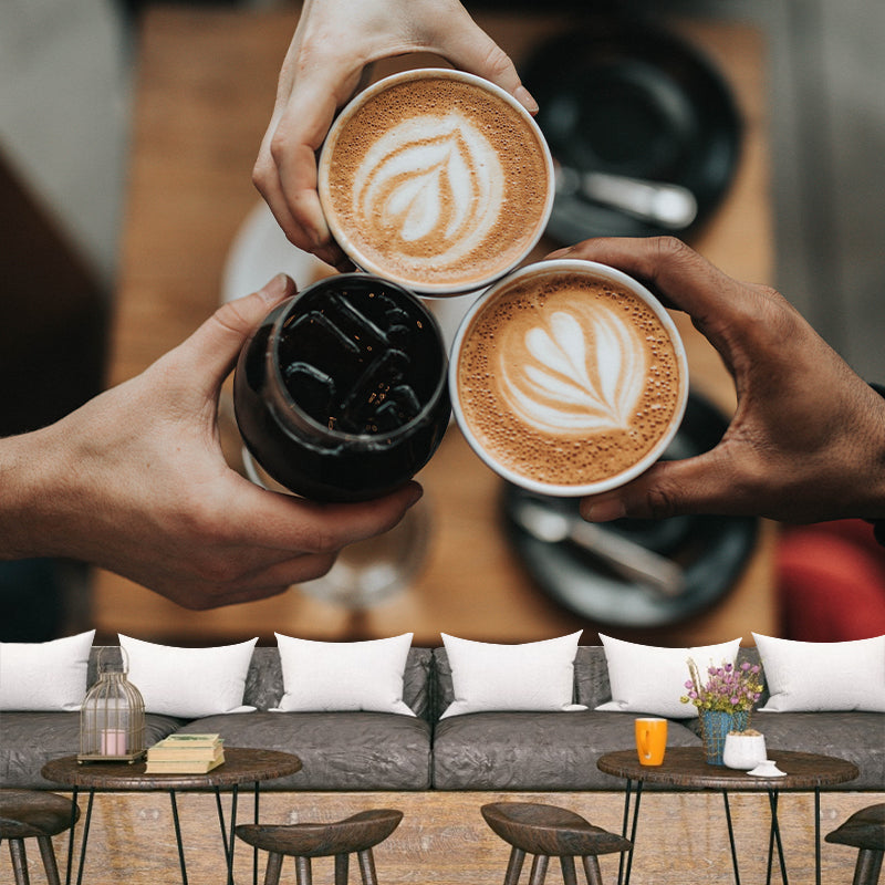 Mellow Coffee Modern Mural Stain Resistant Soft Color Wall Covering for Coffee Shop