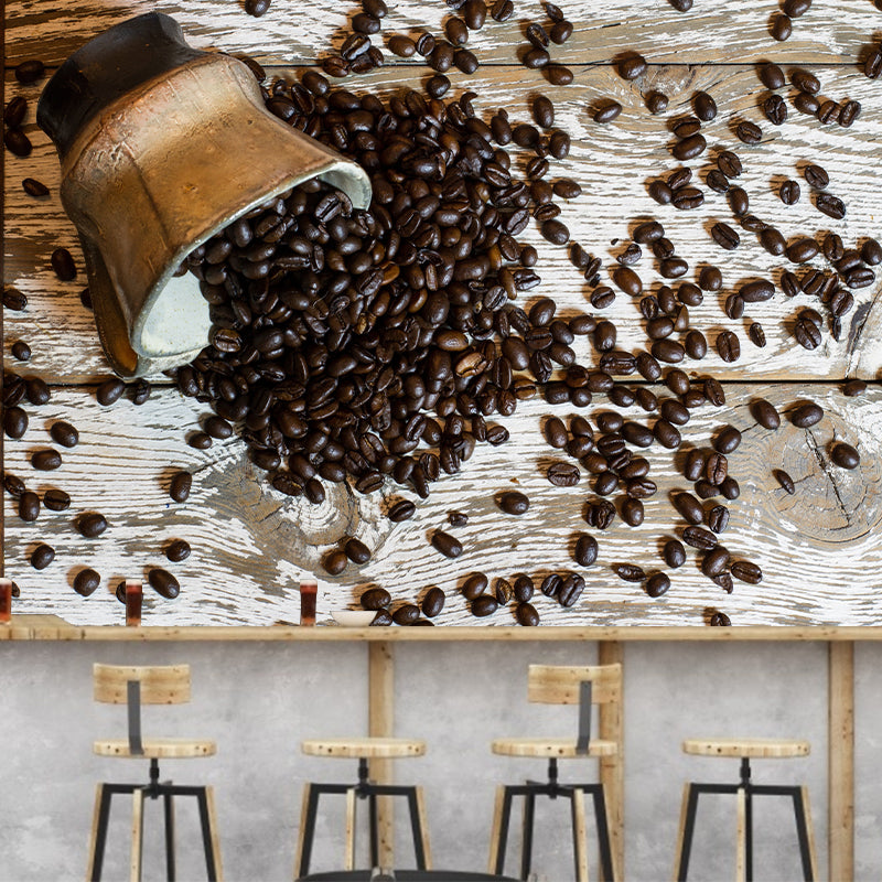 Coffee Beans Wallpaper Mural Stain Resistant Modernist Coffee Shop Wall Decor